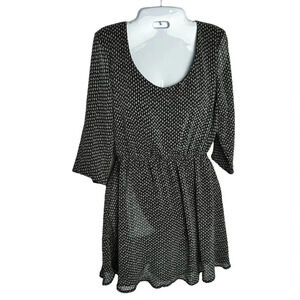 Shana (Revolution Shops) Black Gray Geometric Pattern 3/4 Sleeve Dress Women's M